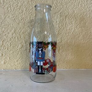 Festive Nutcracker Cow Glass Bottle